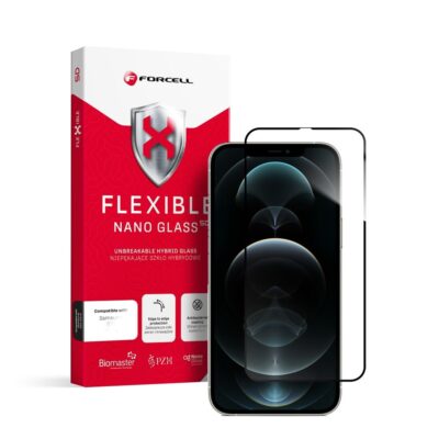 Forcell Flexible Nano Glass 5D for iPhone 12 Pro Max μαύρο