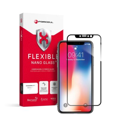 Forcell Flexible Nano Glass 5D for iPhone X/Xs μαύρο