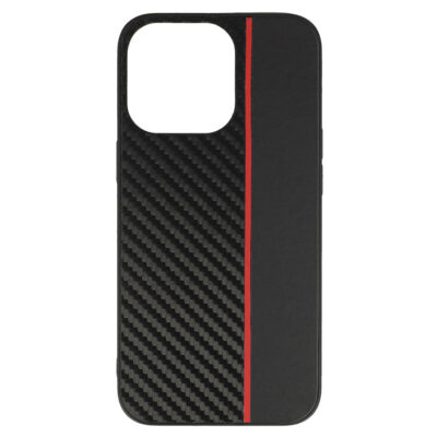 TechWave Stripe Carbon case for iPhone 13 Pro Max black – Red