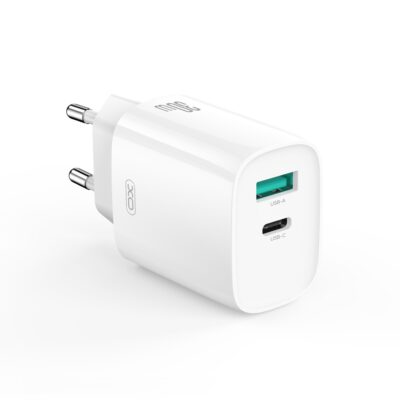 XO CE30 φορτιστής ταξιδίου, 1x USB-C + 1x USB, PD 30W, λευκό