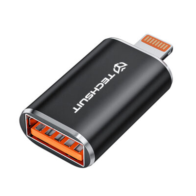 Techsuit Premium OTG αντάπτορας HyperPort (A6), USB 3.0 σε Lightning, PD 30W, 5Gbps, GaN, μαύρο / πορτοκαλί