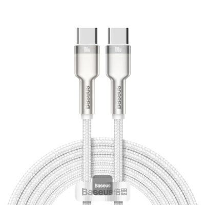 Baseus CATJK-D02 Cafule Series Metal καλώδιο φόρτισης – δεδομένων, Type-C σε Type-C, 100W, 2μ, λευκό