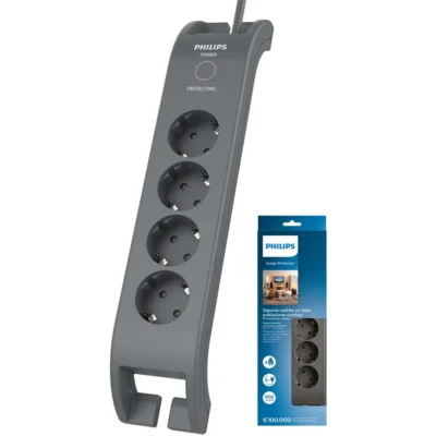 Philips SPN3140A/60 πολύπριζο ασφαλείας, προστασία υπέρτασης, 4 θέσεις, 2μ