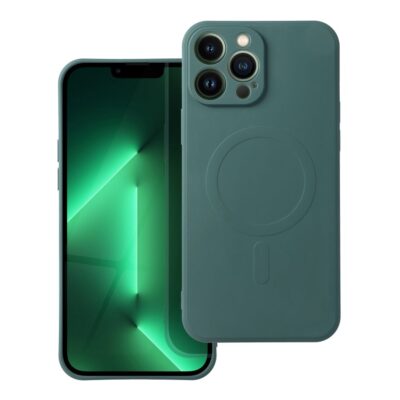 Case for Samsung A27 Silicone Mag Cover compatible with MagSafe (camera protection) dark green