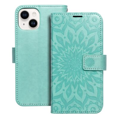 Flip case for iPhone 14 Mezzo Book mandala green