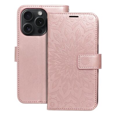 Flip case for iPhone 15 PRO Mezzo Book mandala rose gold