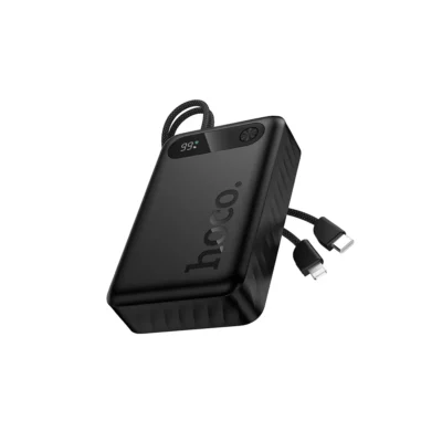 Hoco J171A powerbank με built-in καλώδια Type-C + Lightning, 20000mAh, PD, QC, 22.5W, μαύρο