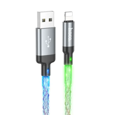 Hoco U112 καλώδιο φόρτισης – δεδομένων USB-A σε Lightning, LED, 2.4A, 1μ, γκρι