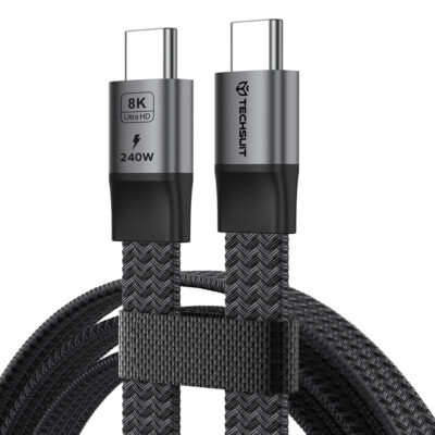 Techsuit Premium ElysiumSync Pro (CX1) καλώδιο Type-C σε Type-C, PD240W, USB4.0 Gen 4, 40Gbps, 8K@60Hz, 1m, γκρι