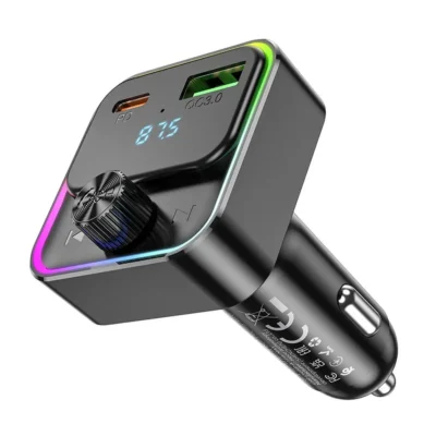 Hoco E81 Bravery FM Transmitter, φορτιστής 30W, PD, QC3.0, bluetooth, μαύρο