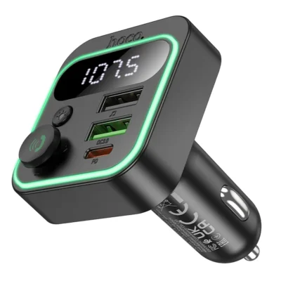 Hoco E85 FM transmitter, φορτιστής 20W, QC3.0, 2x USB A + 1x Type C, bluetooth, μαύρο