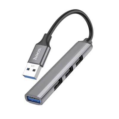 Hoco HB26 USB hub 4σε1 USB-A σε 1x USB 3.0 & 3x USB 2.0, γκρι