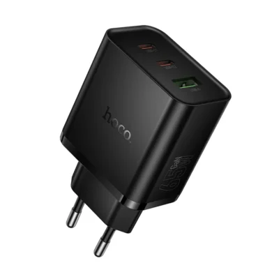 Hoco N75 φορτιστής τοίχου, 2x Type-C + USB-A, PD, 65W, QC3.0, μαύρο