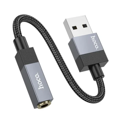 Hoco UPA32D αντάπτορας ήχου AUX USB-A(αρσενικό) σε jack 3.5mm(θηλυκό), 15εκ, μαύρο