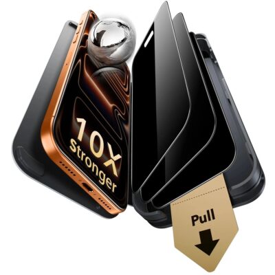 ESR Armorite Pro Privacy tempered glass για iPhone 18 Pro Max, 3-pack, γυαλί Corning, φίλτρο απορρήτου 28°, 10x κρούσεις, μαύρο
