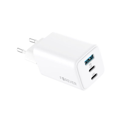 Forever TC-08-65ACC φορτιστής τοίχου GaN 65W, PD & QC, 2x USB-C + 1x USB-A, λευκός