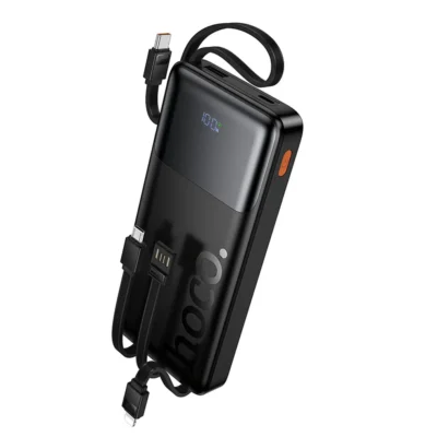 Hoco J156 “Founder” powerbank 10.000mAh, 4 ενσωματωμένα καλώδια (USB-A, USB-C, Lightning, Micro-USB), PD20W/22,5W, LED οθόνη, μαύρο