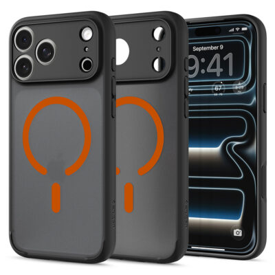 Spigen Ultra Hybrid MagSafe θήκη για iPhone 18 Pro / 17 Pro, Air Cushion, anti-yellowing, Frost Black – Orange